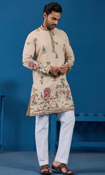 Grand Beige Color Viscose Fabric Mens Kurta