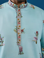 Grand Aqua Color Viscose Fabric Mens Kurta