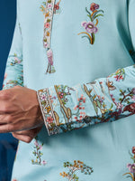 Grand Aqua Color Viscose Fabric Mens Kurta