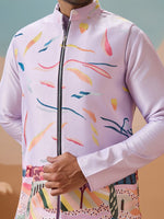 Grand Purple Color Silk Fabric Kurta Pajama and Jacket