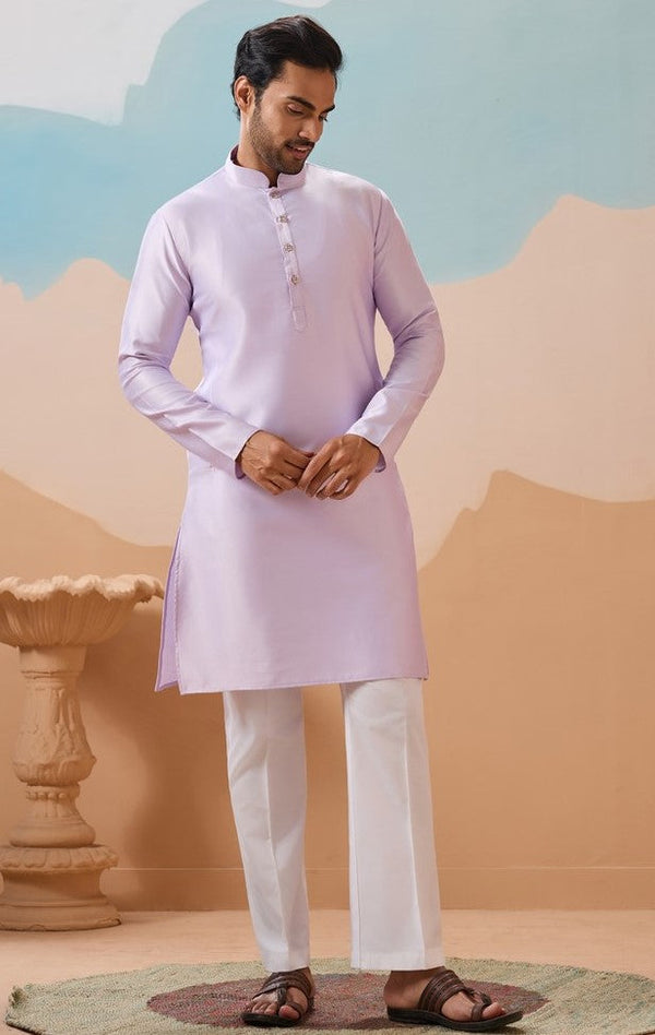Grand Purple Color Silk Fabric Kurta Pajama and Jacket