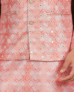 Ideal Peach Color Silk Fabric Kurta Pajama & Jacket