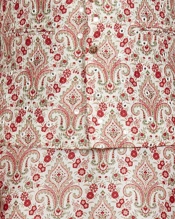 Ideal Cream Color Silk Fabric Kurta Pajama & Jacket
