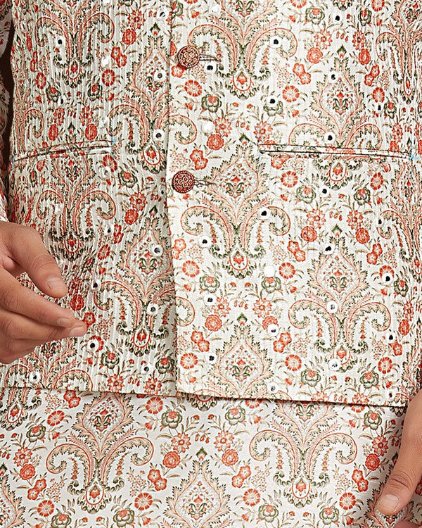 Ideal Multi Color Silk Fabric Kurta Pajama & Jacket