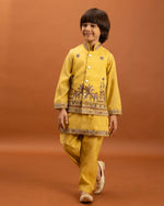 Amazing Yellow Color Viscose Fabric Boys Kurta Pajama and Jacket