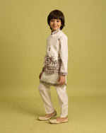 Amazing Cream Color Viscose Fabric Boys Kurta Pajama and Jacket