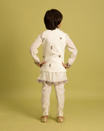 Amazing Cream Color Viscose Fabric Boys Kurta Pajama and Jacket