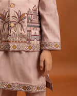 Amazing Pink Color Viscose Fabric Boys Kurta Pajama and Jacket