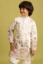 Dazzling White Color Viscose Fabric Boys Kurta Pajama