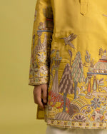 Dazzling Yellow Color Viscose Fabric Boys Kurta Pajama