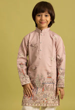 Dazzling Peach Color Viscose Fabric Boys Kurta Pajama