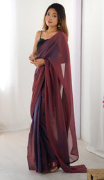 Beautiful Brown Color Two Tone Fabric Casual Saree