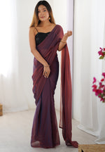 Beautiful Brown Color Two Tone Fabric Casual Saree