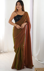 Beautiful Green Color Two Tone Fabric Casual Saree