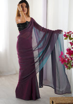 Beautiful Voilet Color Two Tone Fabric Casual Saree
