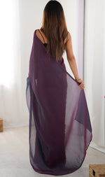 Beautiful Voilet Color Two Tone Fabric Casual Saree