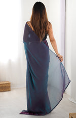 Beautiful Teal Color Two Tone Fabric Casual Saree