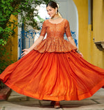 Magnetic Orange Color Fendy Fabric Party Wear Lehenga