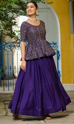 Magnetic Purple Color Fendy Fabric Party Wear Lehenga