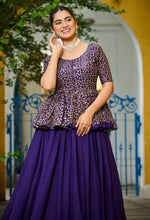 Magnetic Purple Color Fendy Fabric Party Wear Lehenga