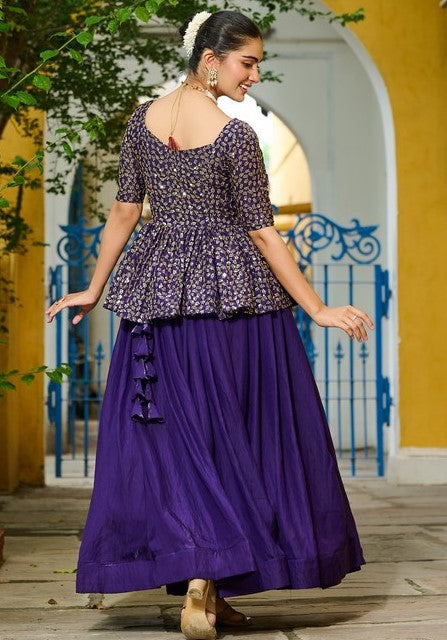 Magnetic Purple Color Fendy Fabric Party Wear Lehenga