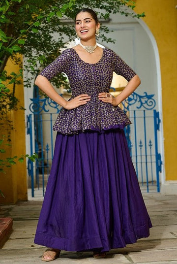 Magnetic Purple Color Fendy Fabric Party Wear Lehenga