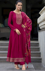Amazing Pink Color Vichitra Fabric Designer Suit
