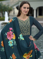 Amazing Green Color Vichitra Fabric Designer Suit
