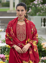 Amazing Maroon Color Vichitra Fabric Designer Suit