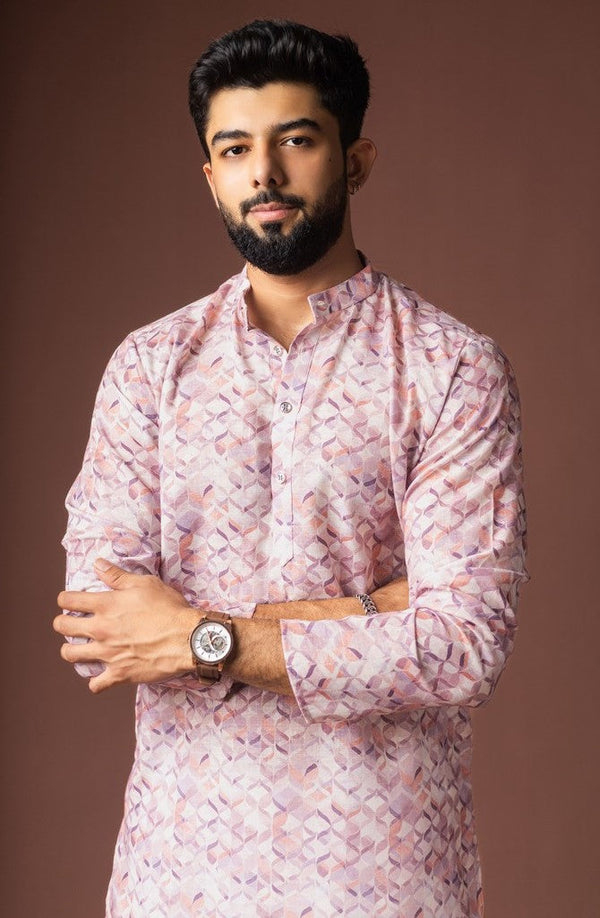 Dazzling Pink Color Linen Fabric Kurta Pajama