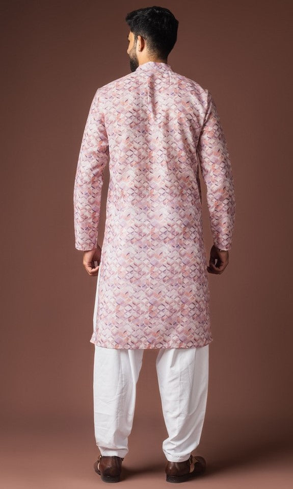 Dazzling Pink Color Linen Fabric Kurta Pajama