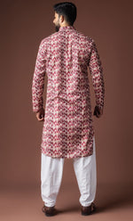 Dazzling Red Color Linen Fabric Kurta Pajama