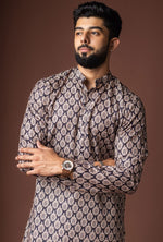 Dazzling Black Color Linen Fabric Kurta Pajama
