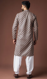 Dazzling Black Color Linen Fabric Kurta Pajama