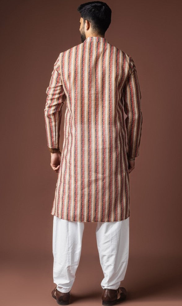 Dazzling Cream Color Linen Fabric Kurta Pajama