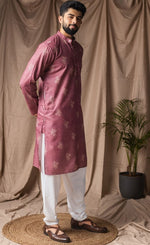 Dazzling Pink Color Linen Fabric Kurta Pajama