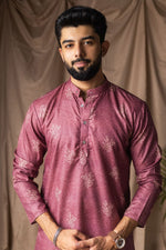 Dazzling Pink Color Linen Fabric Kurta Pajama