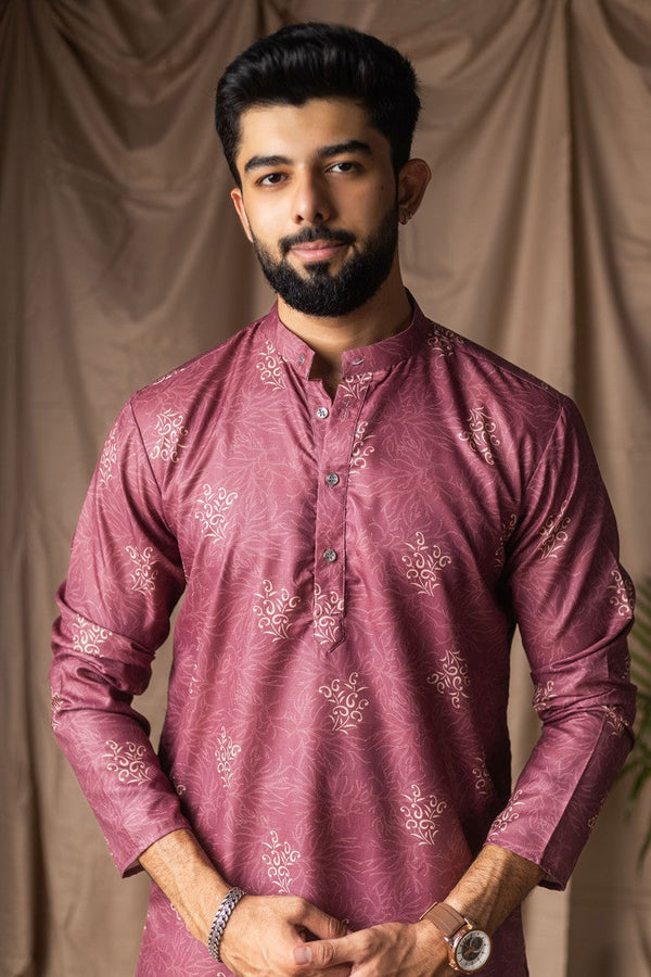 Dazzling Pink Color Linen Fabric Kurta Pajama