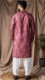 Dazzling Pink Color Linen Fabric Kurta Pajama