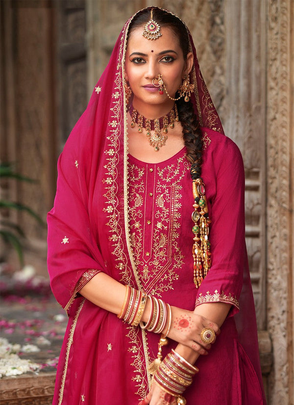 Amazing Pink Color Viscose Fabric Patiala Suit