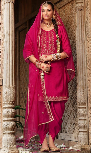Amazing Pink Color Viscose Fabric Patiala Suit