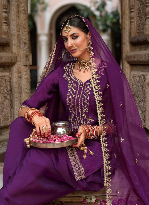 Amazing Purple Color Viscose Fabric Patiala Suit