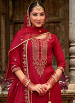 Amazing Maroon Color Viscose Fabric Patiala Suit