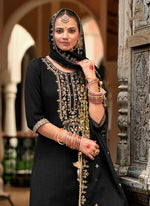 Amazing Black Color Viscose Fabric Patiala Suit