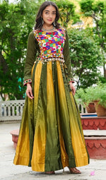 Alluring Green Color Chinon Fabric Party Wear Lehenga