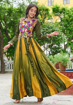 Alluring Green Color Chinon Fabric Party Wear Lehenga