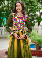 Alluring Green Color Chinon Fabric Party Wear Lehenga