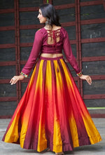 Alluring Maroon Color Chinon Fabric Party Wear Lehenga