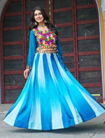 Alluring Blue Color Chinon Fabric Party Wear Lehenga