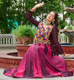 Alluring Wine Color Chinon Fabric Party Wear Lehenga